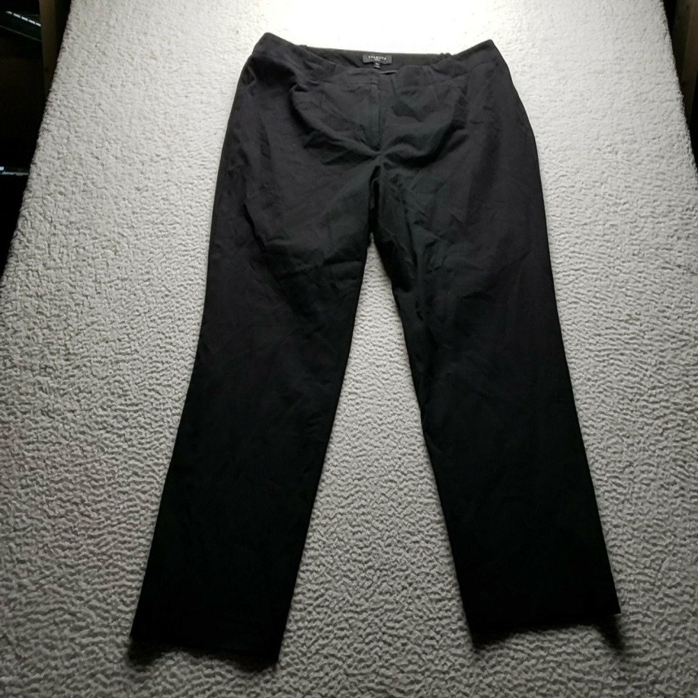 Talbots Dress Pants Womens 18W Black Twill Pull On Flat Front Pockets Workwear
